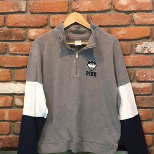 Pink UConn quarter zip sweatshirt